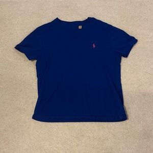 Men’s polo Ralph Lauren Blue T-Shirt with Pink Logo size small